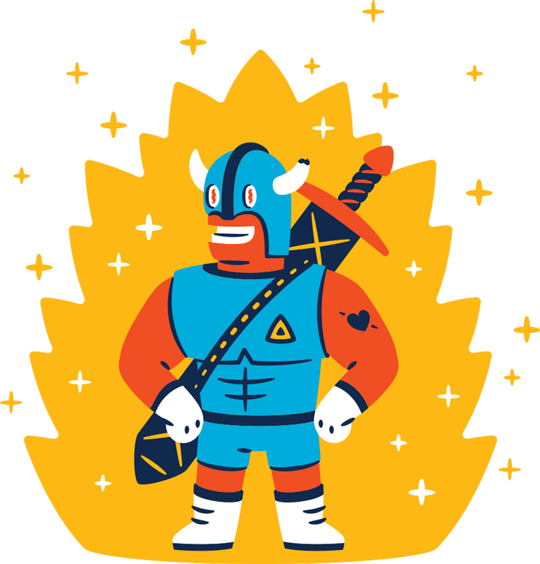A Cartoon Graphic of a superhero licensed attorney ready to handle your Trademark process